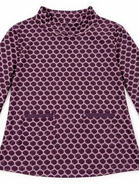 Boden Purple Geometric Polka Dot Mock Neck Top US 4 Mod Retro Twee